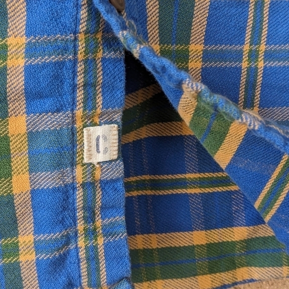 Lands' End Canvas Blue Yellow Cotton Plaid Long Sleeve Button Front Shirt Large - Picture 3 of 8
